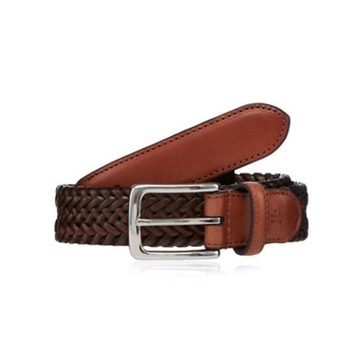 Brown leather plait belt
